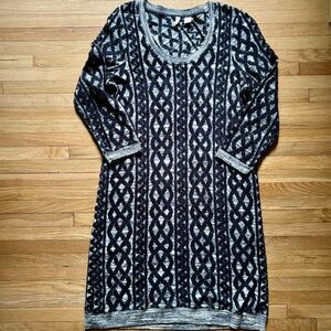 Anthropologie Moth Dress Women Small‎ Black Gray Sweater Tunic Chic Cozy Classic